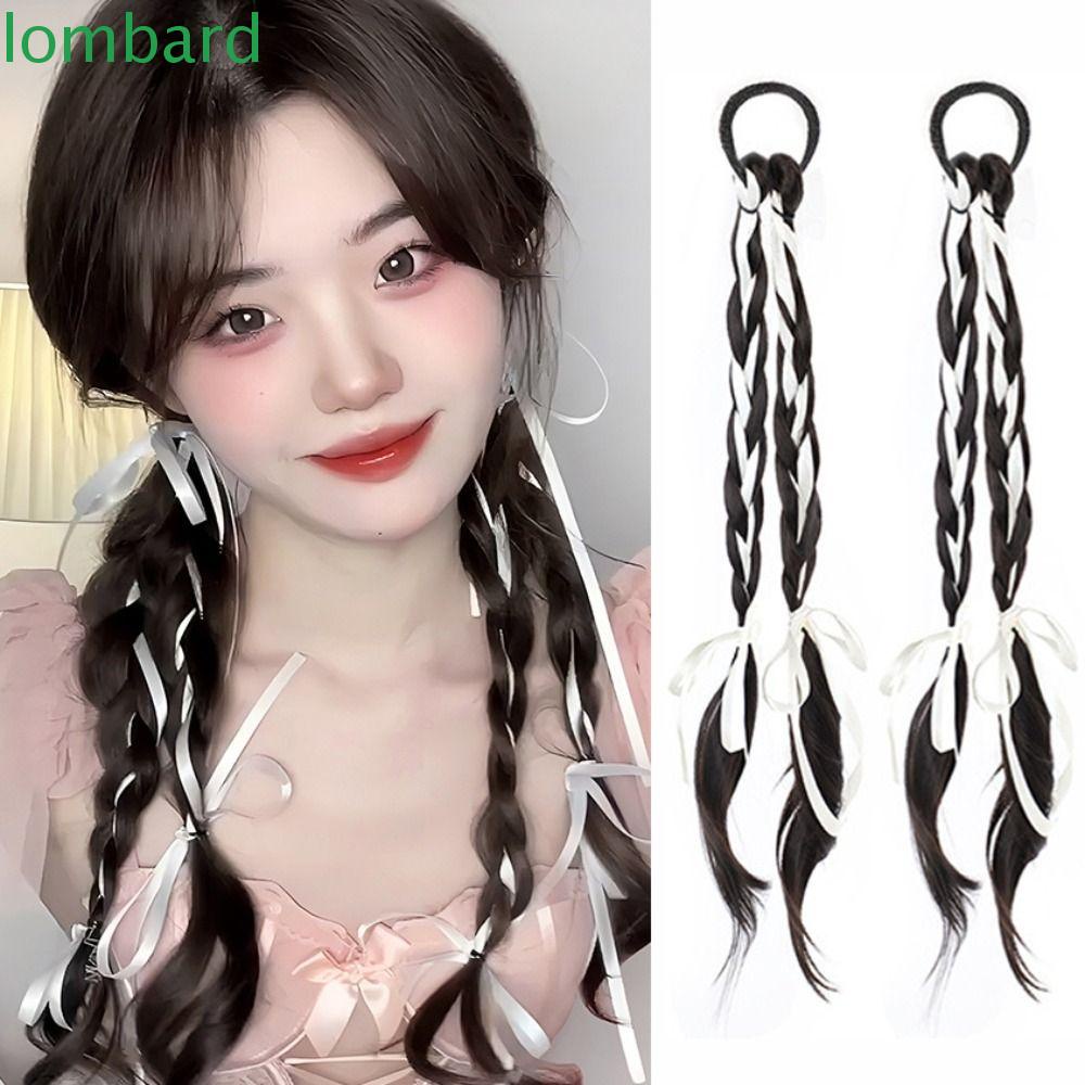 Bím Tóc Giả Bằng Sợi Tổng Hợp Màu Trắng / Hồng Thời Trang Cho Nữ