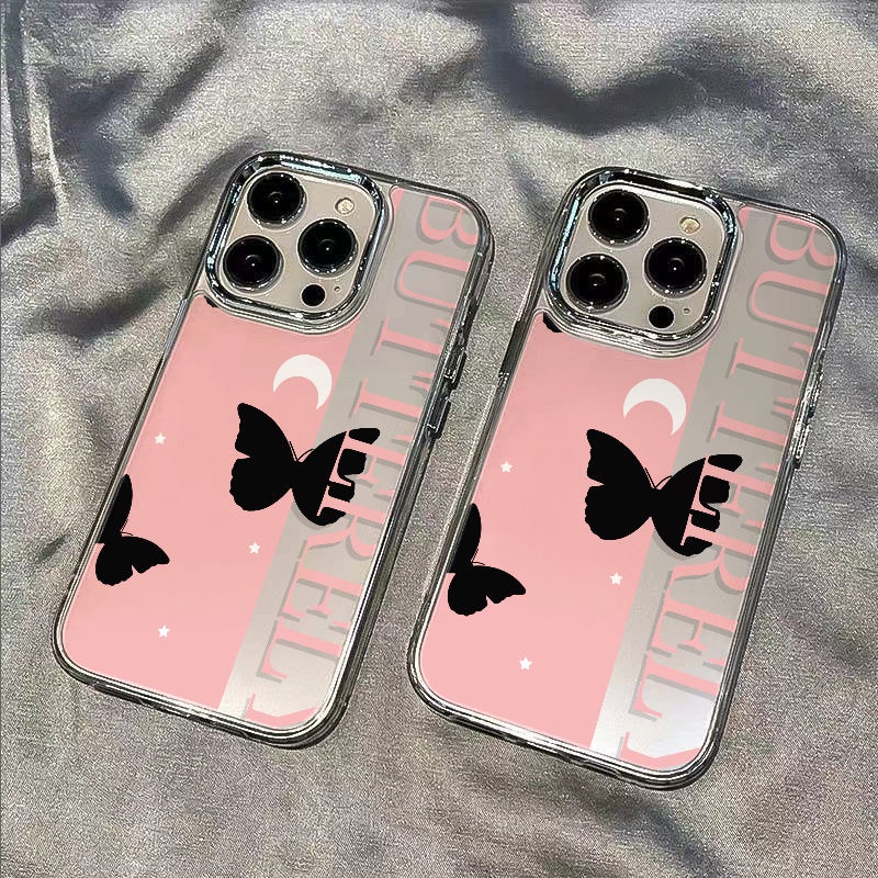 ✅Ốp Điện Thoại Mềm Chống Sốc Họa Tiết Bướm Màu Đen Cho Iphone 12 Plus 14 Pro 11 137 max 8 KP9P