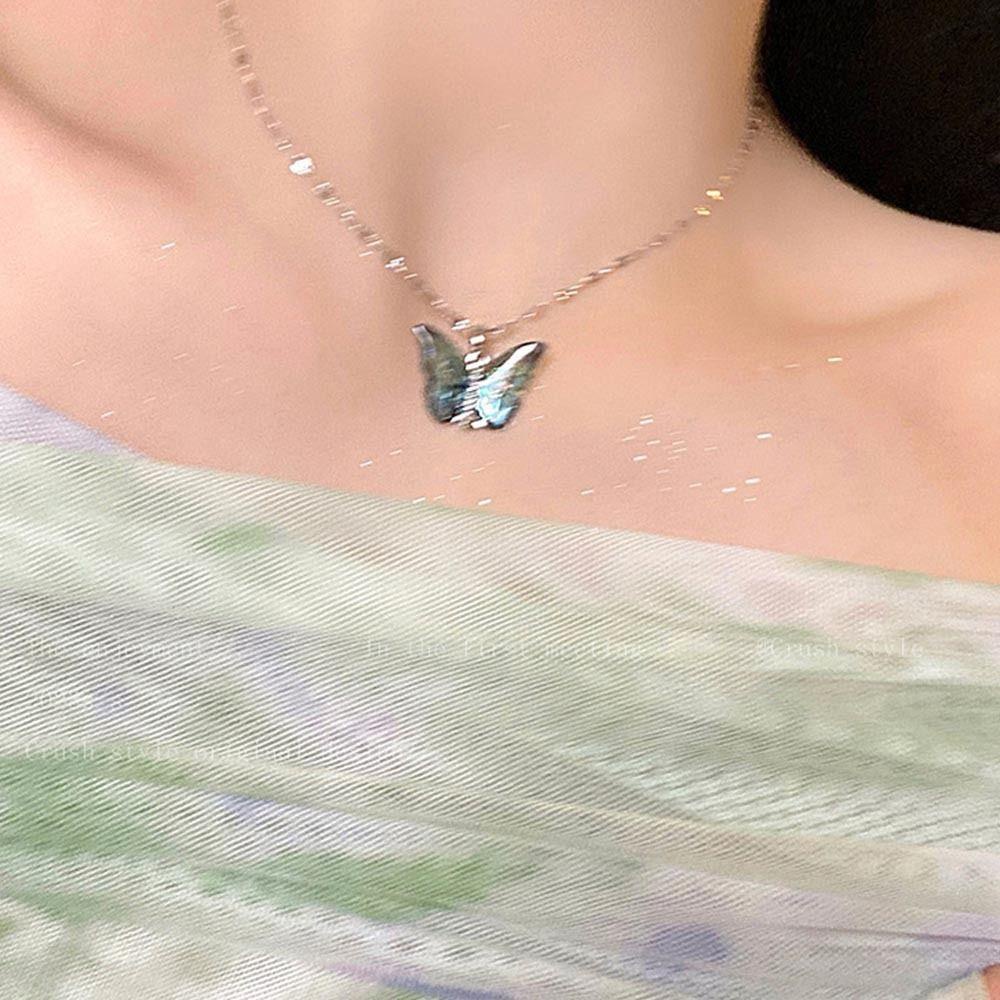 Vòng cổ Mặt Hình Bướm Trong Suốt Nhiều Màu Phong Cách Hàn Quốc Thời Trang Mùa Hè Cho Nữ