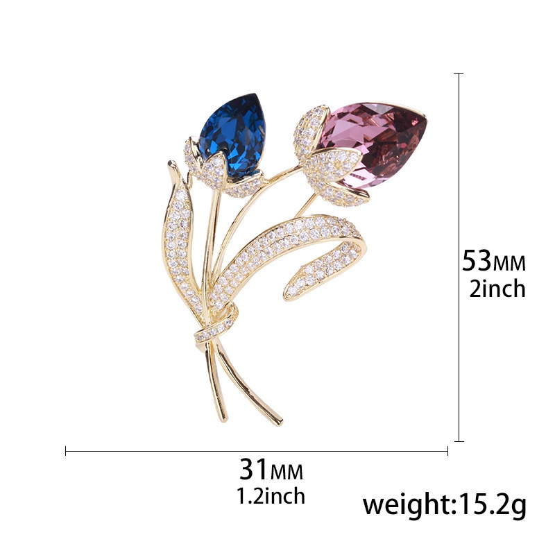Ghim Cài Áo Hình Hoa Tulip Đính Đá Zircon Cao Cấp Thời Trang Cho Nữ