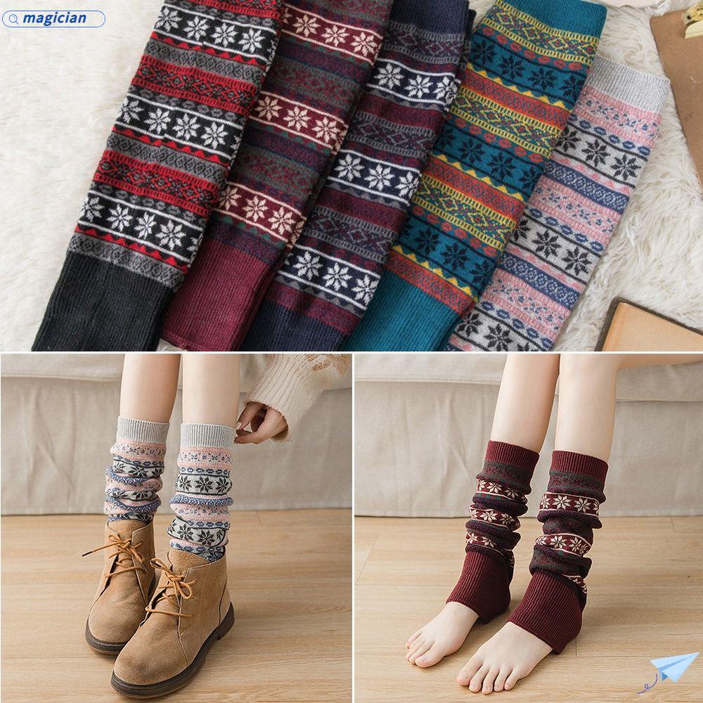 Đôi Tất Len Dài Giữ Ấm Chân Phong Cách Boho Cho Nữ