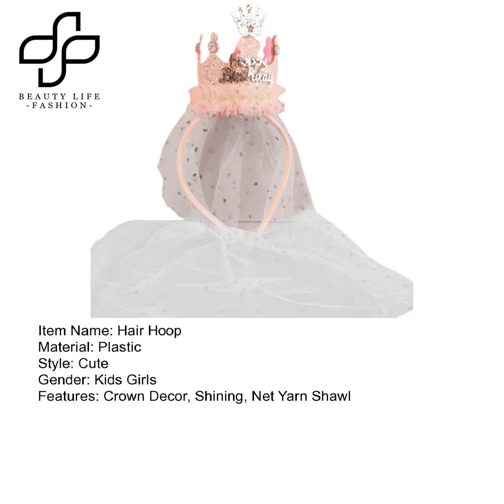 Băng Đô Cài Tóc Phối Mạng Che Mặt Họa Tiết Chấm Bi Lấp Lánh Thời Trang Cho Bé Gái