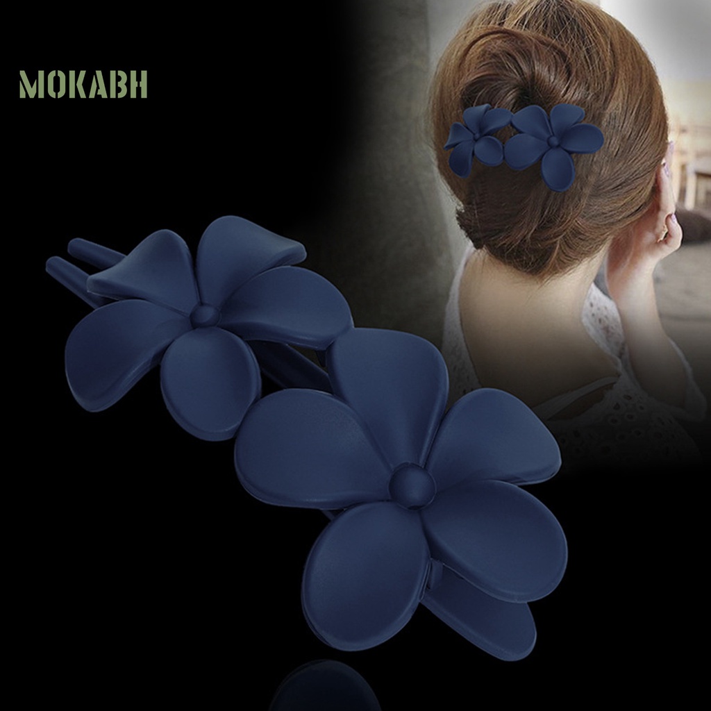 Kẹp Tóc Hình Hoa Hai Lớp Chống Trượt Chống Rơi Màu Trơn Thanh Lịch
