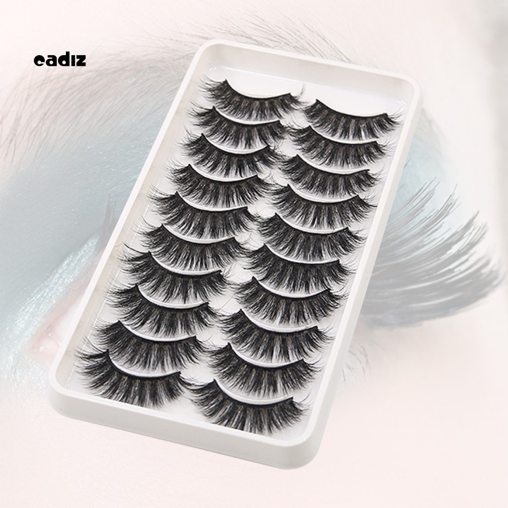 Set 10 Cặp Lông Mi Giả Sợi Fiber Nối Dài Trang Điểm Mắt Sành Điệu Cho Nữ