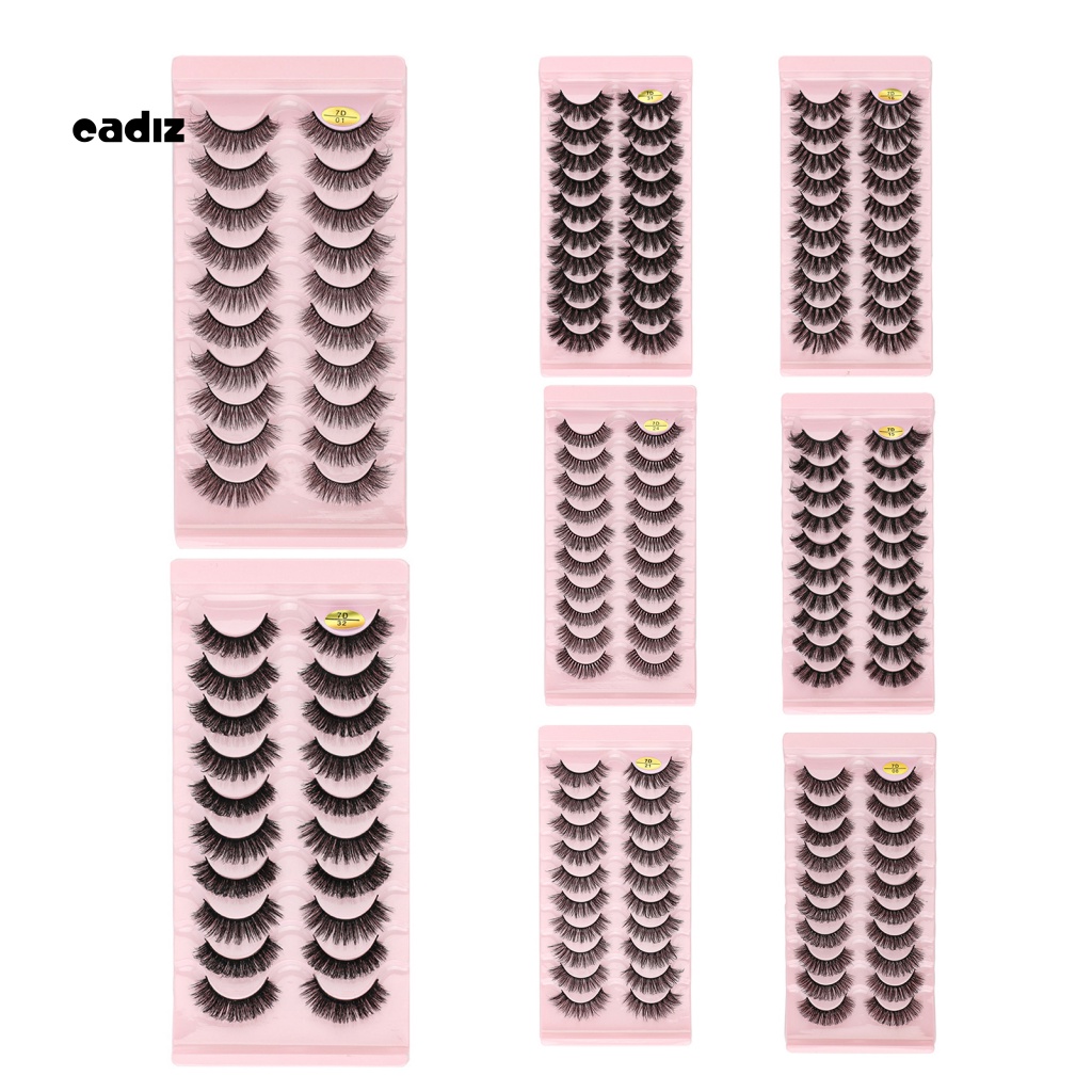 Set 10 Cặp Lông Mi Giả Cong Dày 7D Tự Nhiên Handmade Dành Cho Trang Điểm Mắt