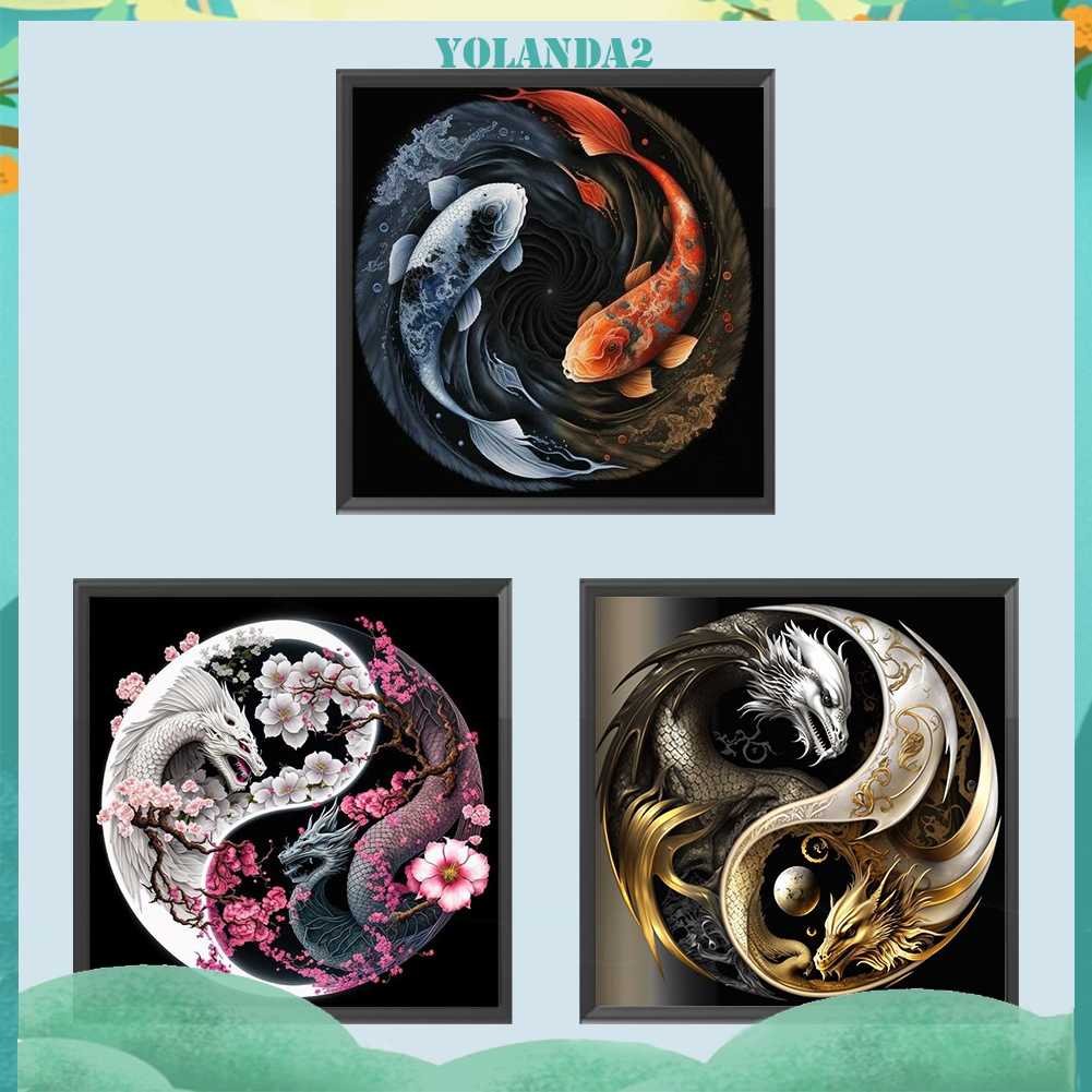 Tranh Đính Đá Kim Cương Toàn Bộ 5D DIY Hình Biểu Tượng Âm Dương