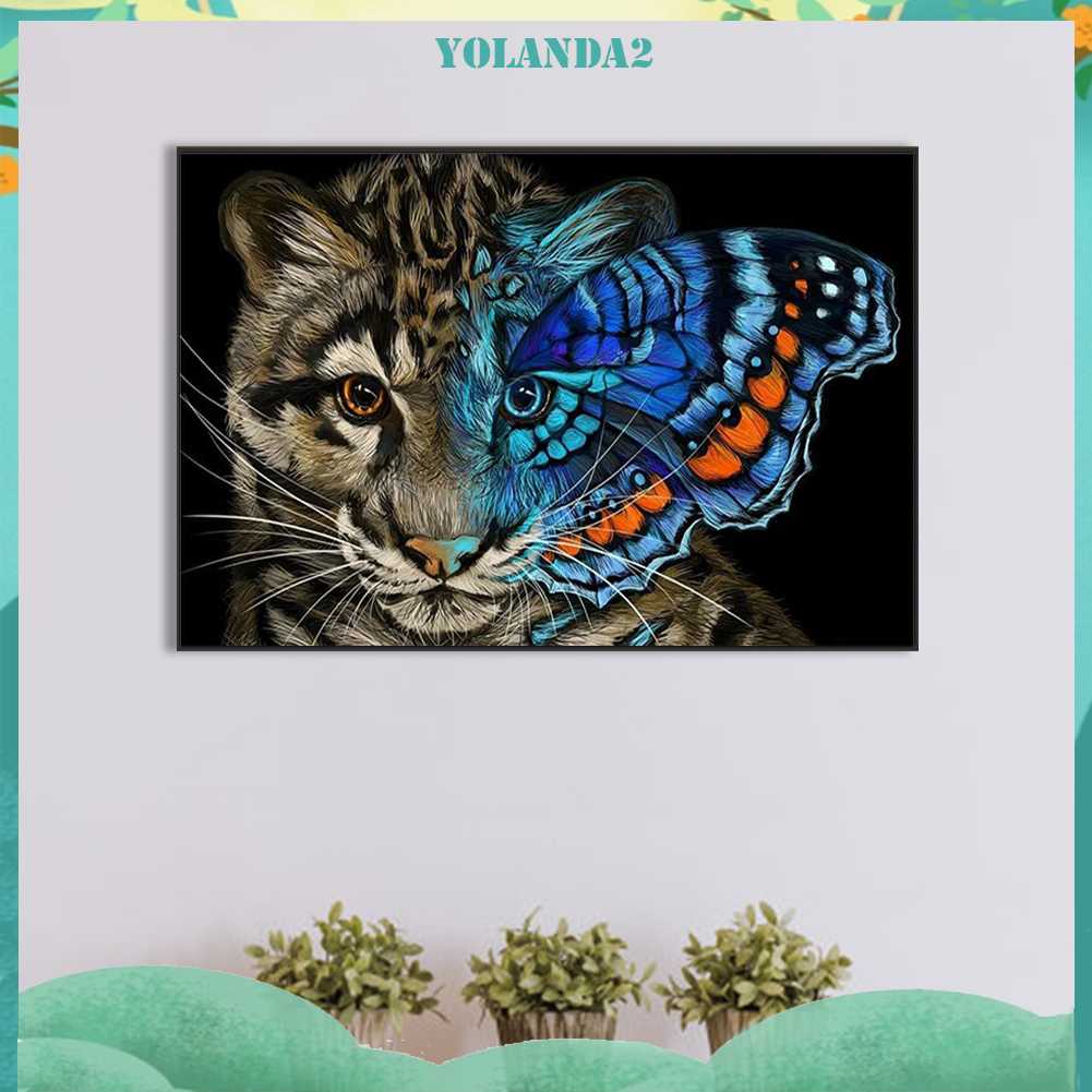 Tranh Đính Đá Kim Cương Toàn Bộ 5D DIY Hình Vẽ Mèo Trang Trí Nhà Cửa