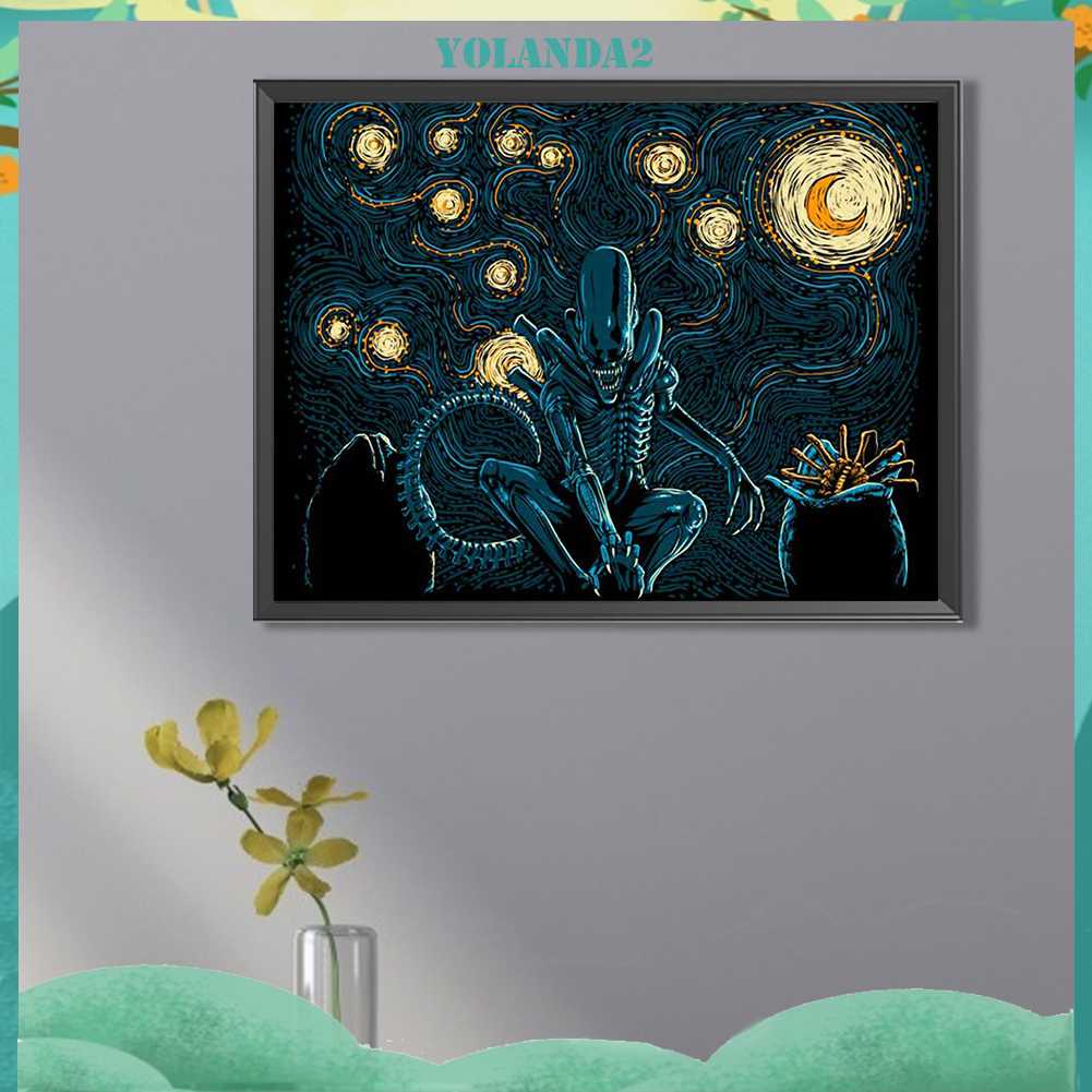 Tranh Đính Đá Kim Cương Toàn Bộ 5D DIY Hình Người Ngoài Hành Tinh