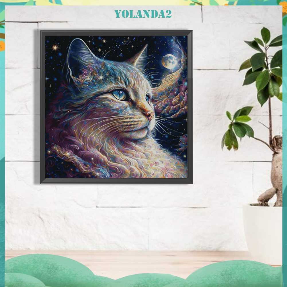 Tranh Đính Đá Kim Cương Toàn Bộ 5D DIY Hình Vẽ Mèo Trang Trí Nhà Cửa