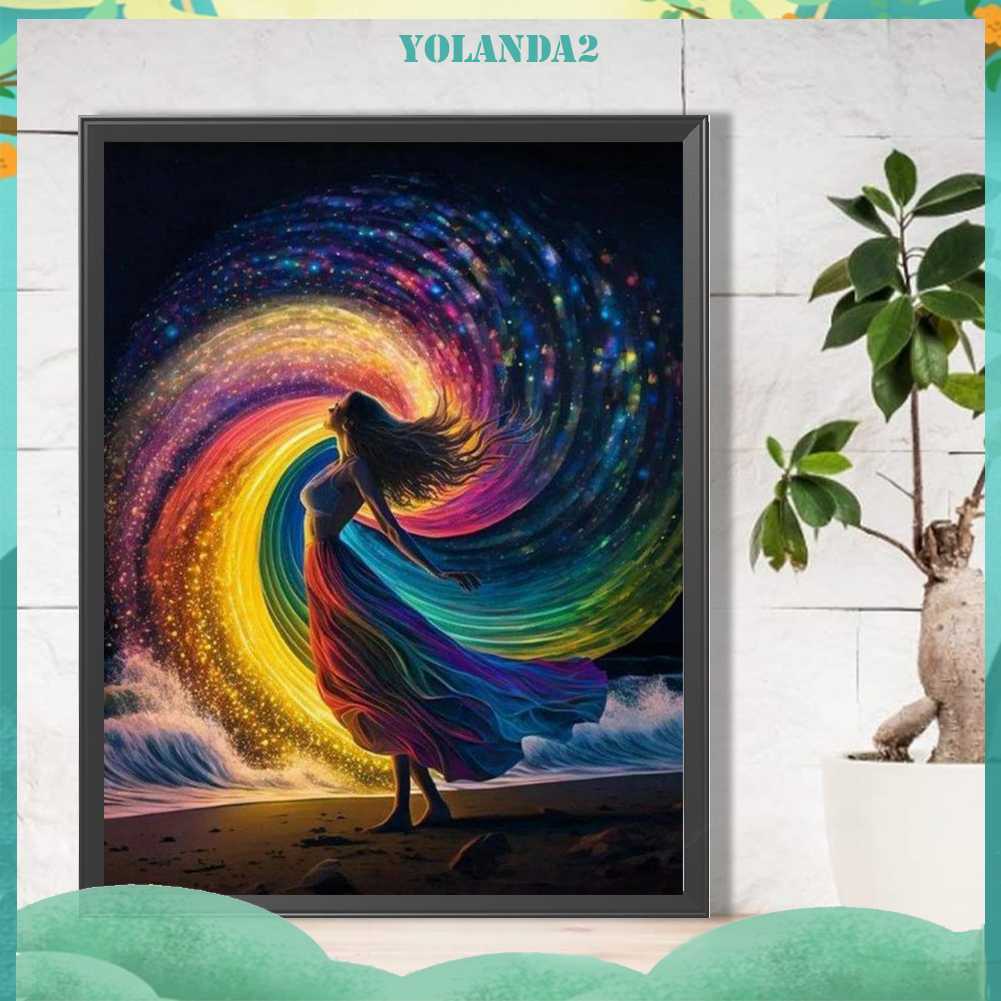 Tranh Đính Đá Kim Cương Toàn Bộ 5D DIY Hình Nữ Thần Cầu Vồng