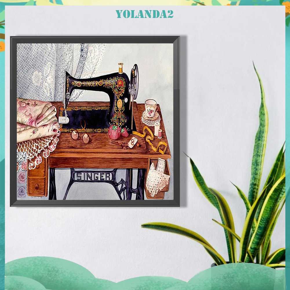 Tranh Đính Đá Kim Cương Toàn Bộ 5D DIY Hình Vẽ Máy May Trang Trí Nhà Cửa