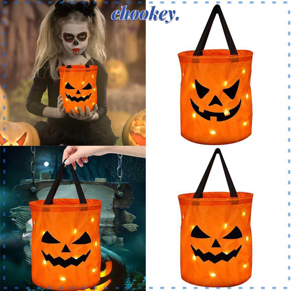 CHOOKEY Túi Đựng Kẹo Có Đèn LED Có Thể Tái Sử Dụng Cho Tiệc Halloween