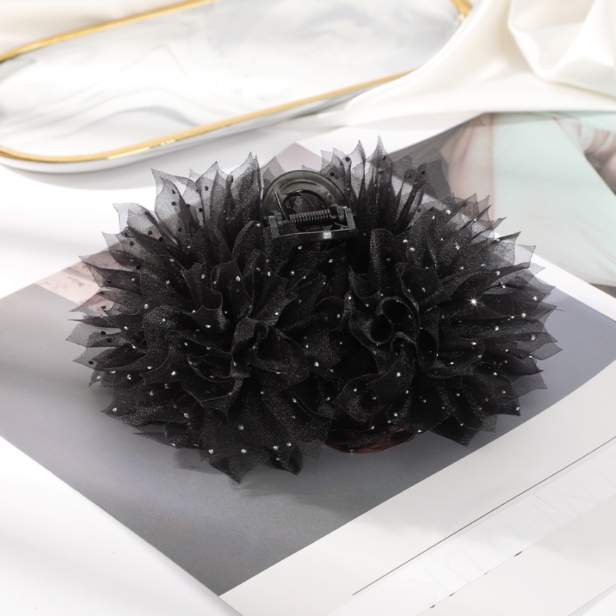 Kẹp Tóc Đuôi Ngựa Bằng Acrylic Hình Hoa Lưới Đính Kim Cương Phong Cách Hàn Quốc