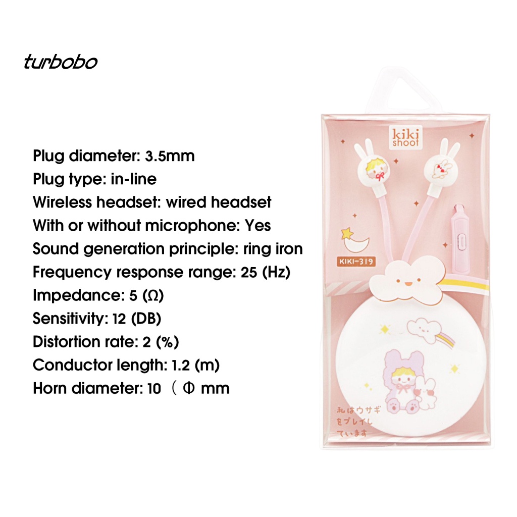 Tai Nghe Có Dây HD-compatible Calling Kèm Hộp Đựng Hình Thỏ Hoạt Hình 3.5mm