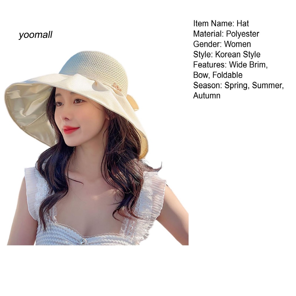 Mũ Tai Bèo Vành Rộng Chống Nắng Thoáng Khí Trang Trí Thắt Nơ Xinh Xắn