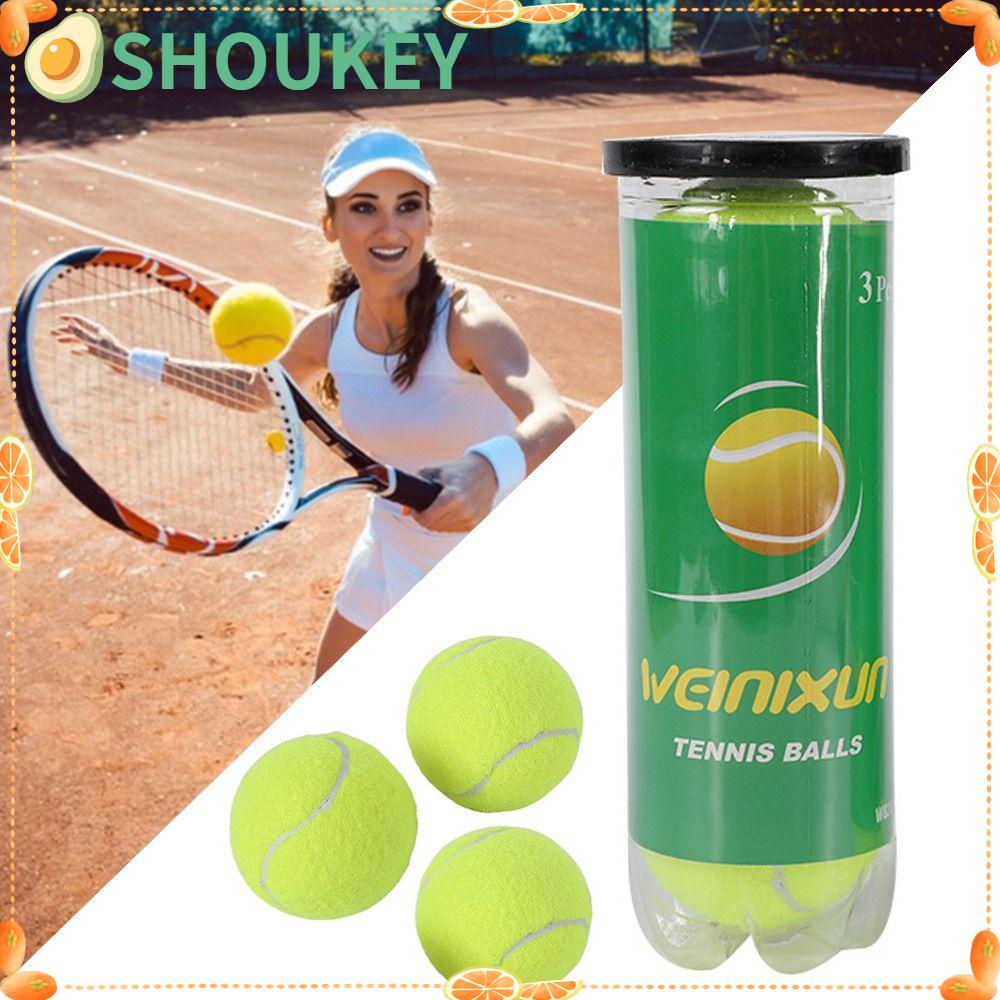 Set 3 Quả Bóng Tennis Màu Vàng Huỳnh Quang Độ Co Giãn Cao Chuyên Nghiệp SHOUKEY