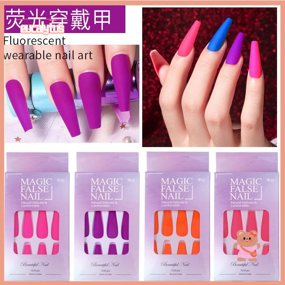 Móng Tay Giả Ballerina Hình Quan Tài Màu Trơn Có Thể Tháo Rời Diy