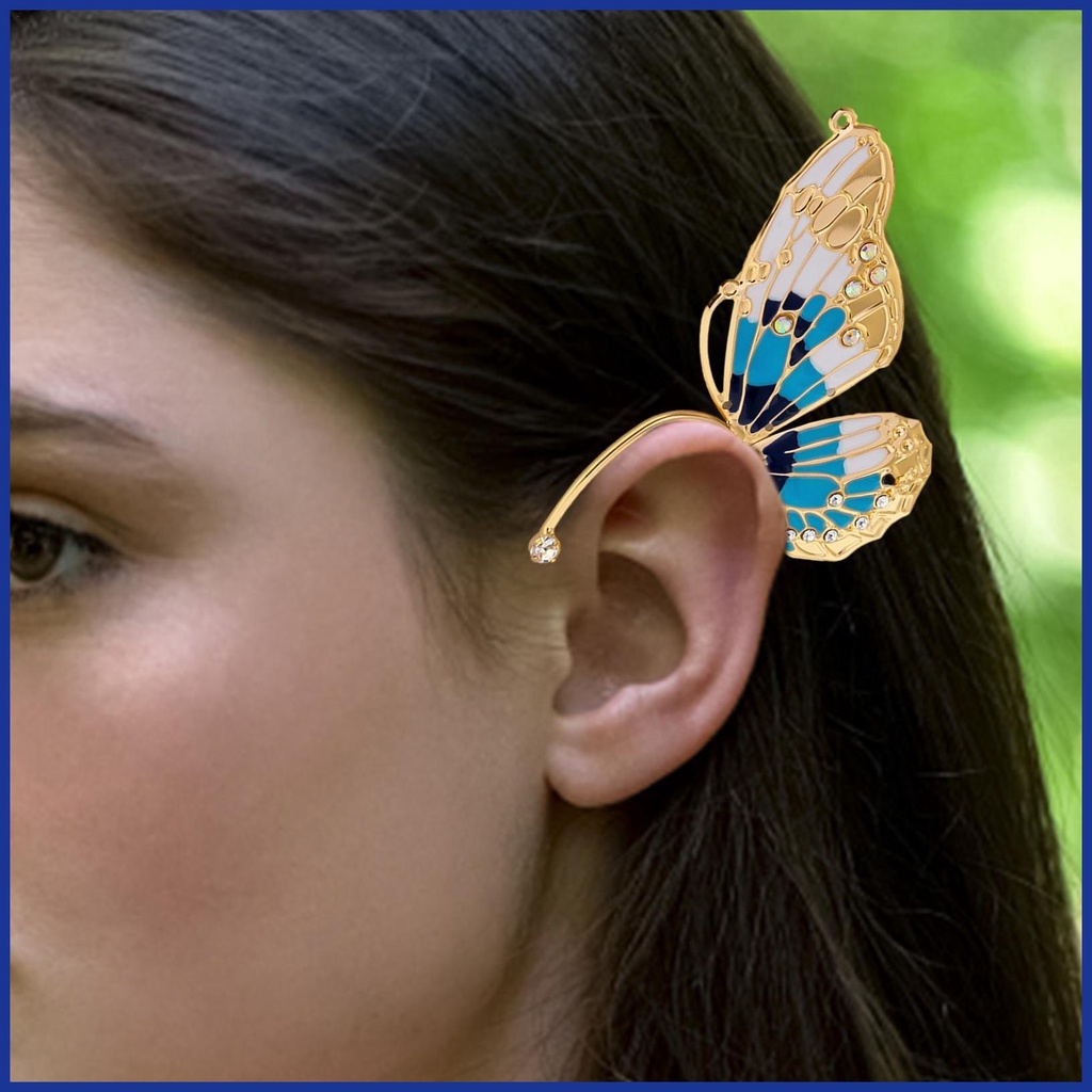 Khuyên Kẹp Vành Tai Hình Bướm Đính Đá Cho Bé Gái
