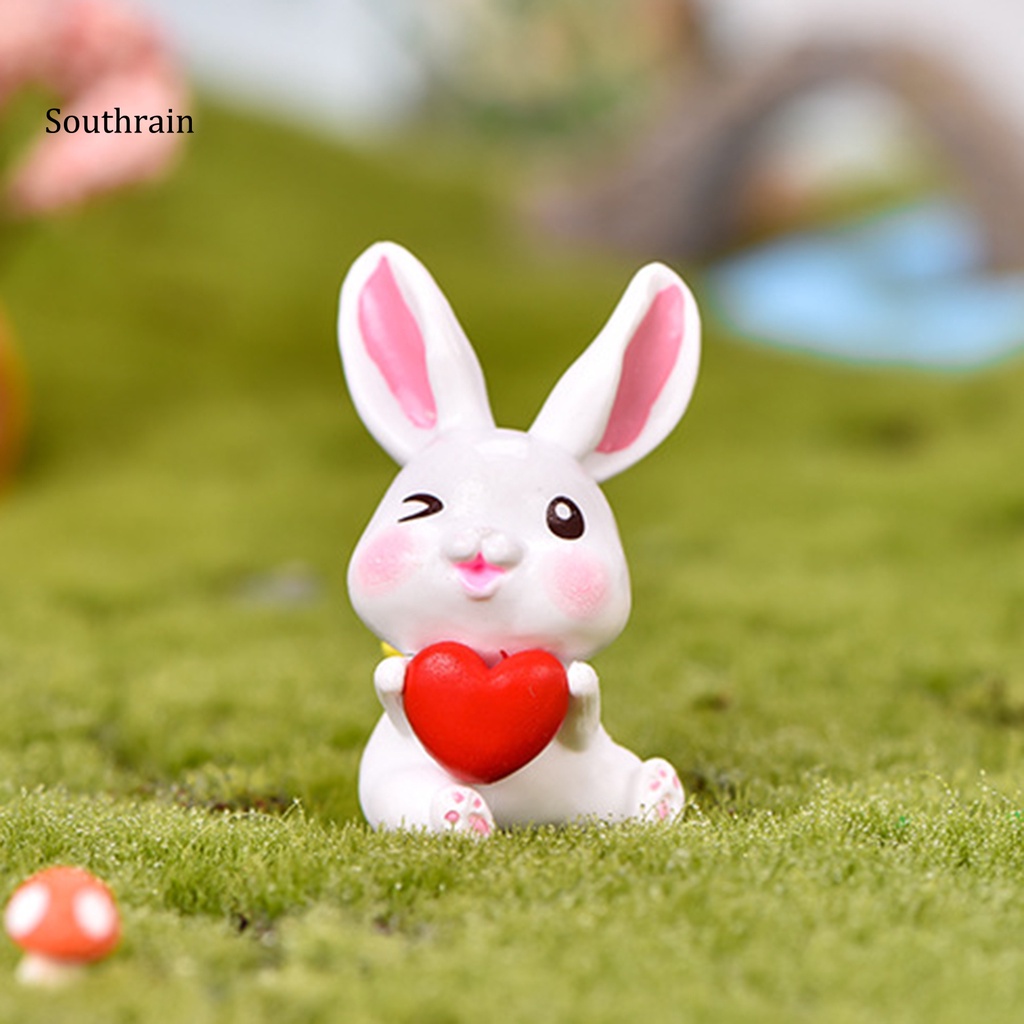 Set 6 Tượng Thỏ Mini Dễ Thương Dùng Để Trang Trí Vườn