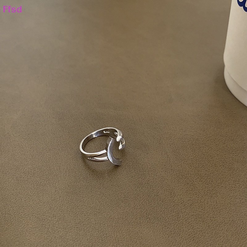 {Ffsd} Nhẫn Hở Màu Bạc Hình Mặt Cười Thiết Kế Độc Đáo Có Thể Điều Chỉnh Cho Nữ Sinh * Hàng Bán Chạy