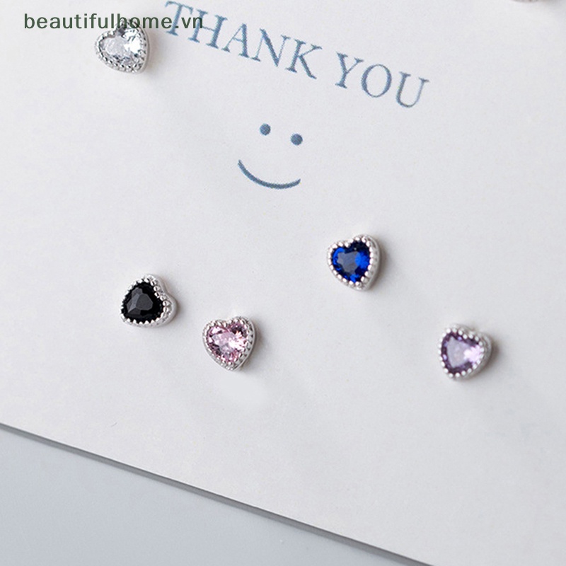 1 Đôi Bông Tai Hình Trái Tim Đính Đá Zircon Thời Trang Dành Cho Nữ