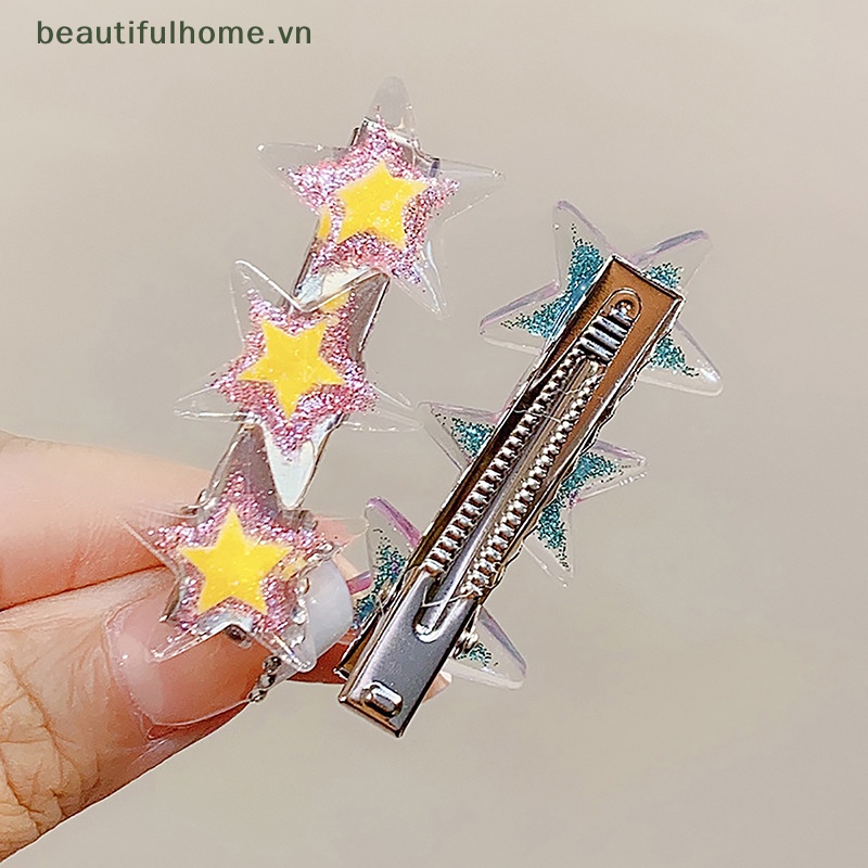 Kẹp Tóc Hình Ngôi Sao Trong Suốt Lấp Lánh Nhiều Màu Sắc Ngọt Ngào Sáng Tạo Cho Nữ