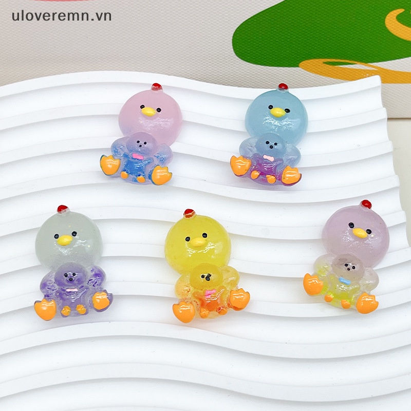 Bộ 5 Tượng Gà Con Hoạt Hình Phát Sáng Dùng Trang Trí