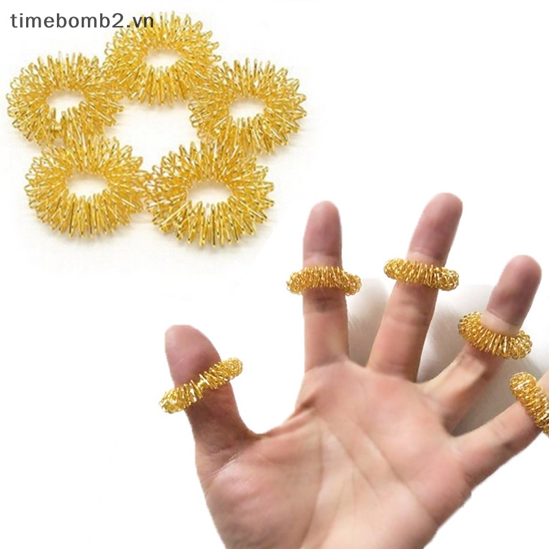 Set 10 Nhẫn Thép Không Gỉ Mát Xa Ngón Tay Giúp Thư Giãn