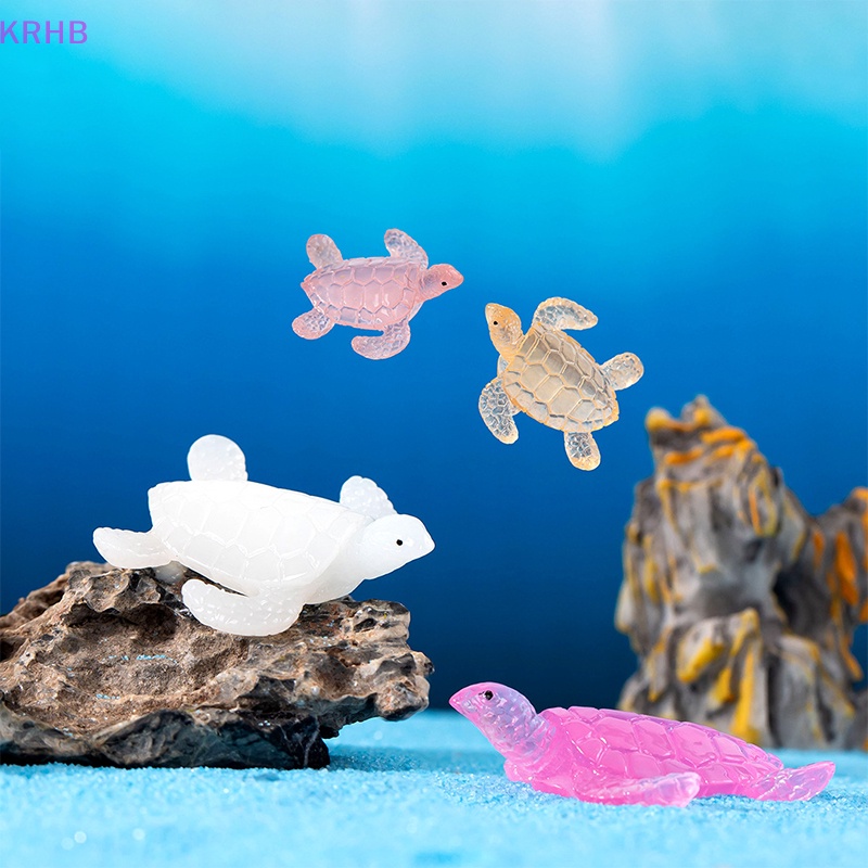 Set 2 Tượng Rùa Mini Bằng Nhựa Resin Dạ Quang Trang Trí Tiểu Cảnh / Xe Hơi Mới