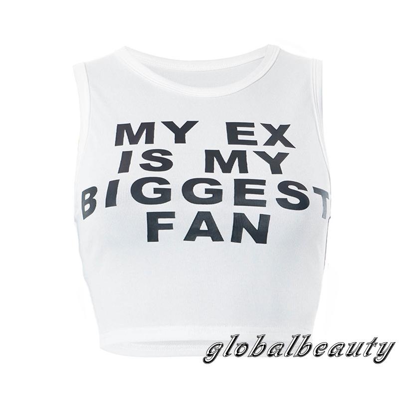 Áo Tank Top Không Tay Cổ Tròn In Chữ Thời Trang Mùa Hè Dành Cho Nữ