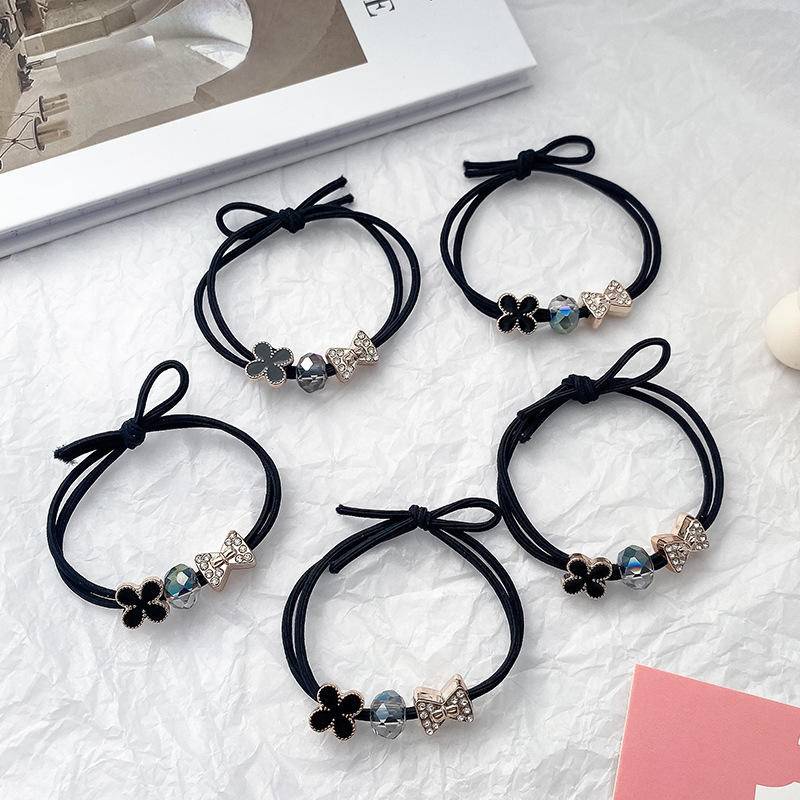 Dây Buộc Tóc Cao Su Hình Nơ Đính Đá Lấp Lánh Phong Cách Hàn Quốc Cho Nữ