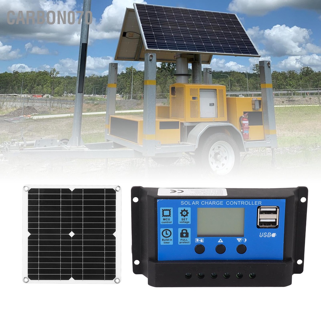Carbon070 Bộ Tấm Pin Năng Lượng Mặt Trời 12W 12V  Sạc Di Động Đơn Tinh Thể Bán Linh Hoạt Chống Nước IP65 Với Điều Khiển 100A Cho RV