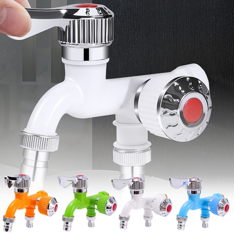 Đầu Nối Vòi Nước 1 / 2 Hai Đầu Bằng Nhựa Bền Điều Khiển Kép Thông Dụng Có Thể Khóa Cho Nhà Tắm / Sân Vườn