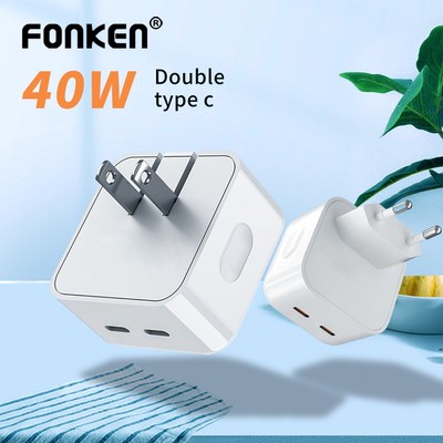 Cốc Sạc Nhanh Hai Cổng USB-C Type C 20W / 35W / 40W Fonken PD