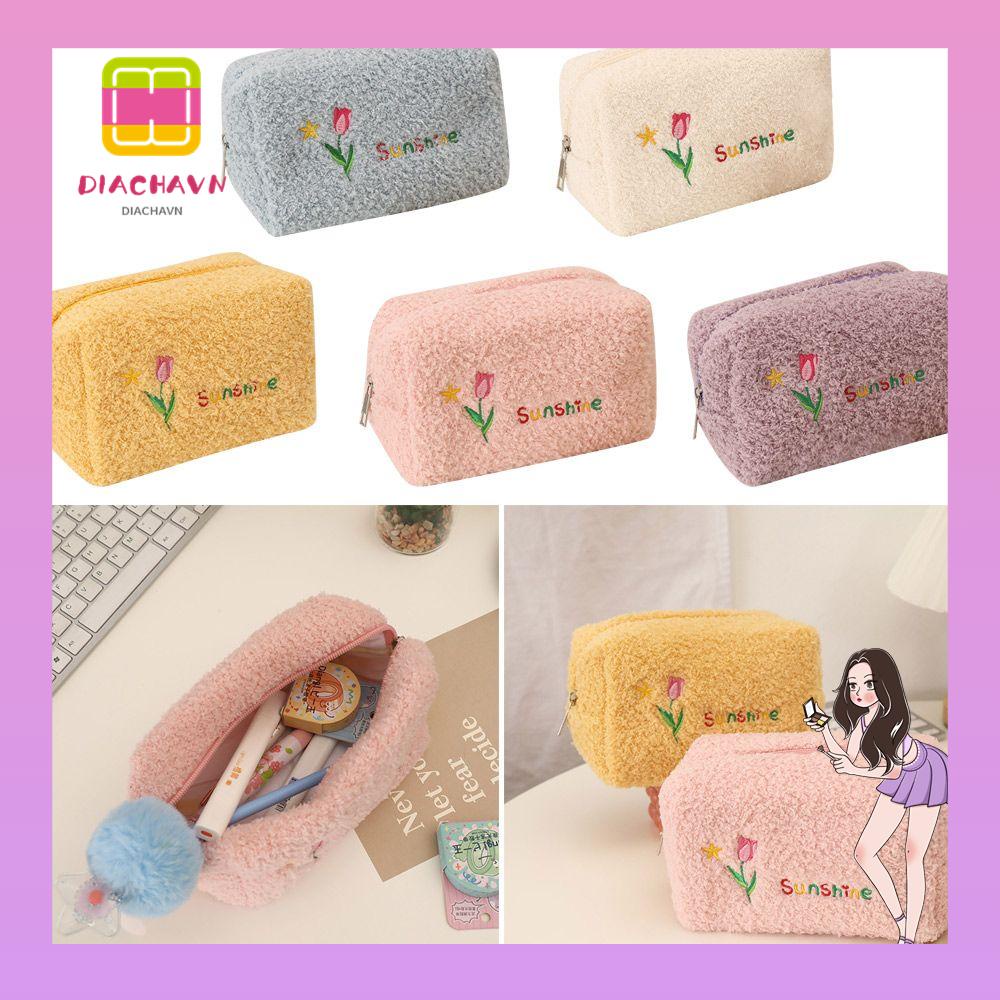 Túi Đựng Mỹ Phẩm Phối Lông Nhung Mềm Mại Tiện Dụng Mang Đi Du Lịch