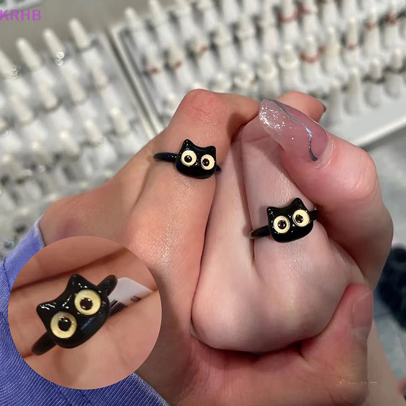 Nhẫn Hở Hình Thỏ Mắt Mèo Dễ Thương Có Thể Điều Chỉnh Cho Nữ Mới