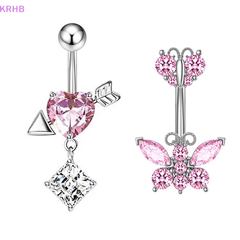 Khuyên Rốn Hình Bướm Bằng Thép Không Gỉ Đính Đá Quyến Rũ Cho Nữ Mới