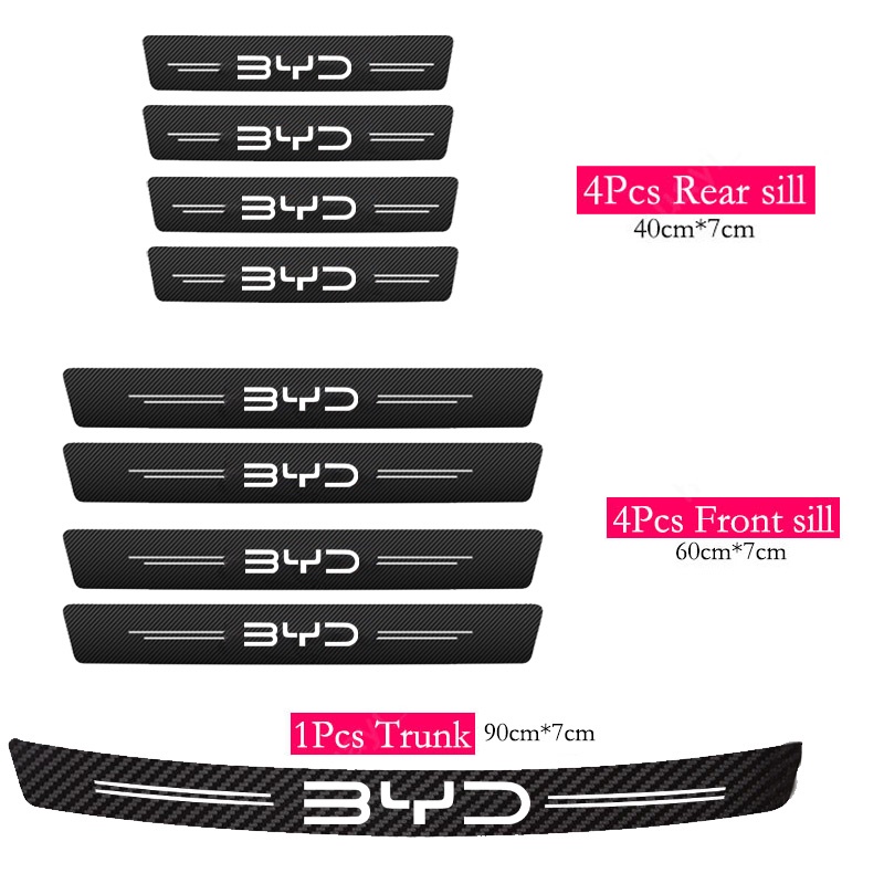 Miếng Dán Cửa Xe Hơi BYD Atto 3 E6 Bằng Da Sợi Carbon Chống Trầy Xước