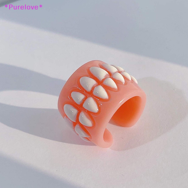 Nhẫn Nhựa Hình Chiếc Răng Sáng Tạo Vui Nhộn Phong Cách Hàn Quốc Cho Nam Và Nữ Mới