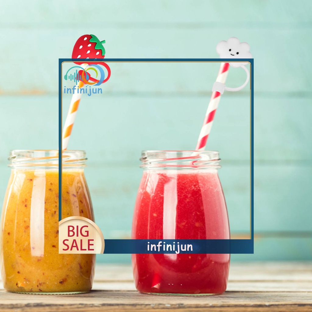 Set 4 / 6 / 8 Nắp Đậy Ống Hút Bằng Silicone Có Thể Tái Sử Dụng Nhiều Lần