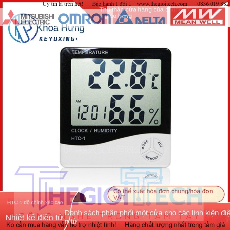 HTC-1 Độ Chính Xác Cao Màn Hình Lớn Nhiệt Kế Điện Tử Trong Nhà Ẩm Kế Gia Đình Với Đồng Hồ Báo Thức