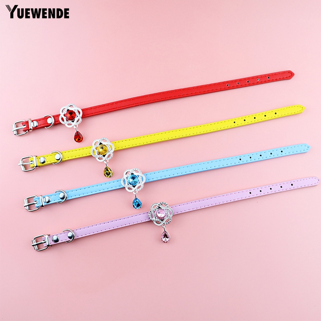 Vòng Cổ Da Nhân Tạo Đính Hoa Chống Mài Mòn Cho Thú Cưng