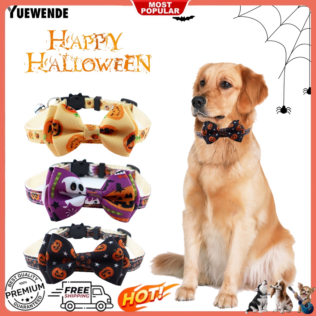 Yq.e Vòng Cổ Bằng Polyester In Họa Tiết Hoạt Hình Dễ Điều Chỉnh Chống Mài Mòn Dễ Tháo Gỡ Không Khí Bí Ngô Ma Bí Ngô Halloween Cho Thú