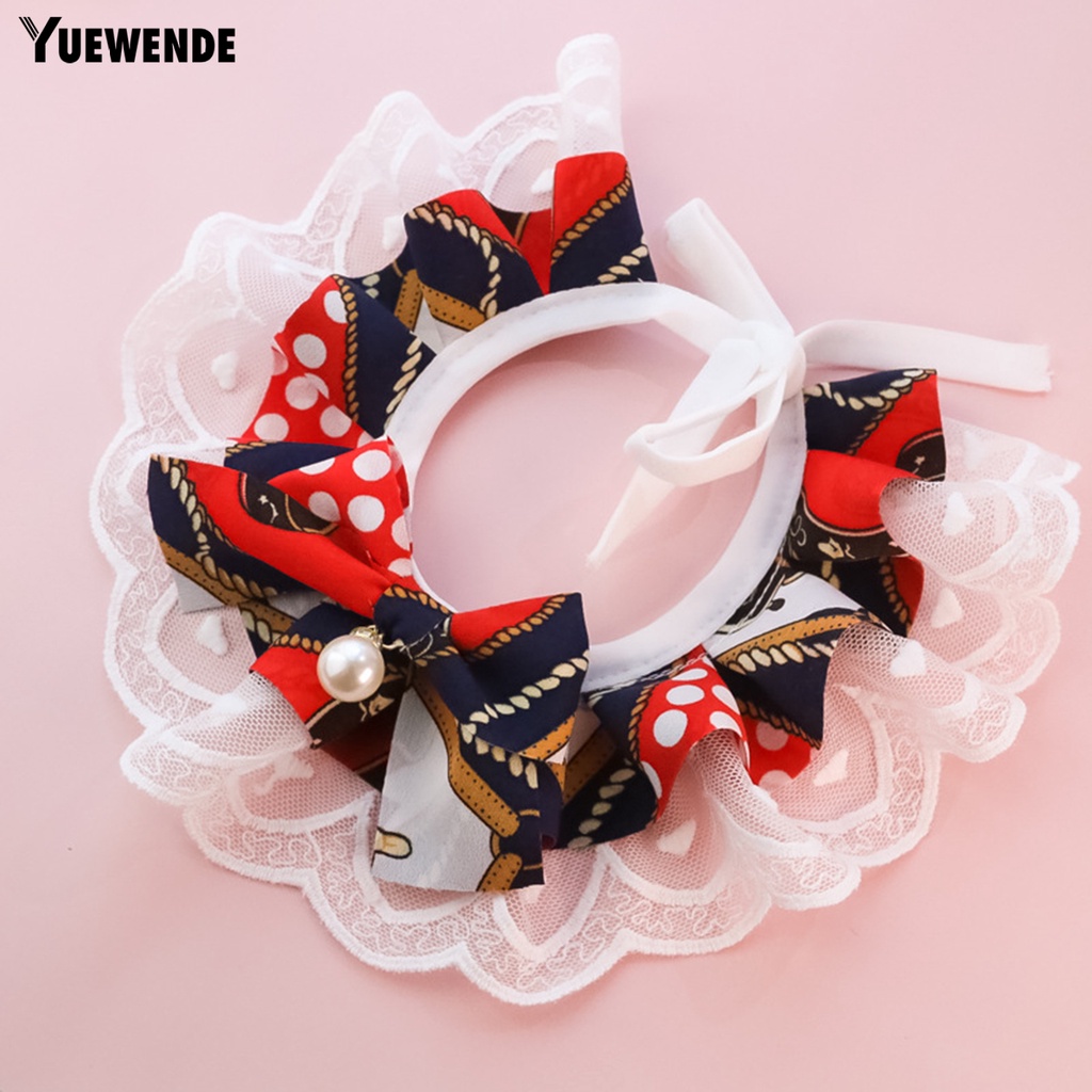 Yq.e Vòng Cổ Đính Ngọc Trai Giả Thân Thiện Với Da Không Dị Ứng Trang Trí Vòng Cổ Cho Thú Cưng Bằng Polyester In Hình Mèo