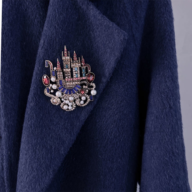 Ghim Cài Áo Hình Lâu Đài Đính Đá Pha Lê Phong Cách Baroque Sang Trọng Làm Quà Tặng Cho Nam Và Nữ