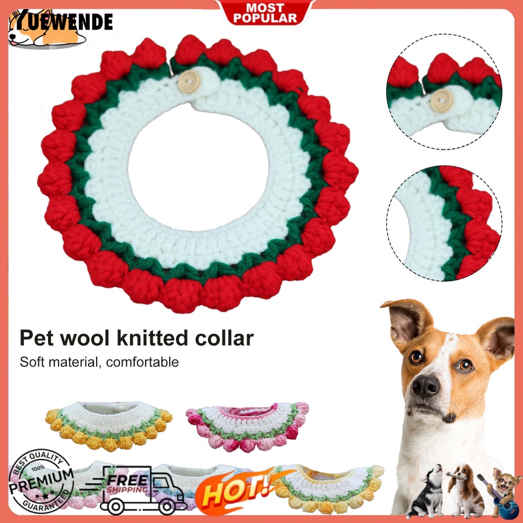 Yq.e Vòng Cổ Đan Len Thủ Công Viền Hình Hoa Tulip Thoải Mái Cho Thú Cưng
