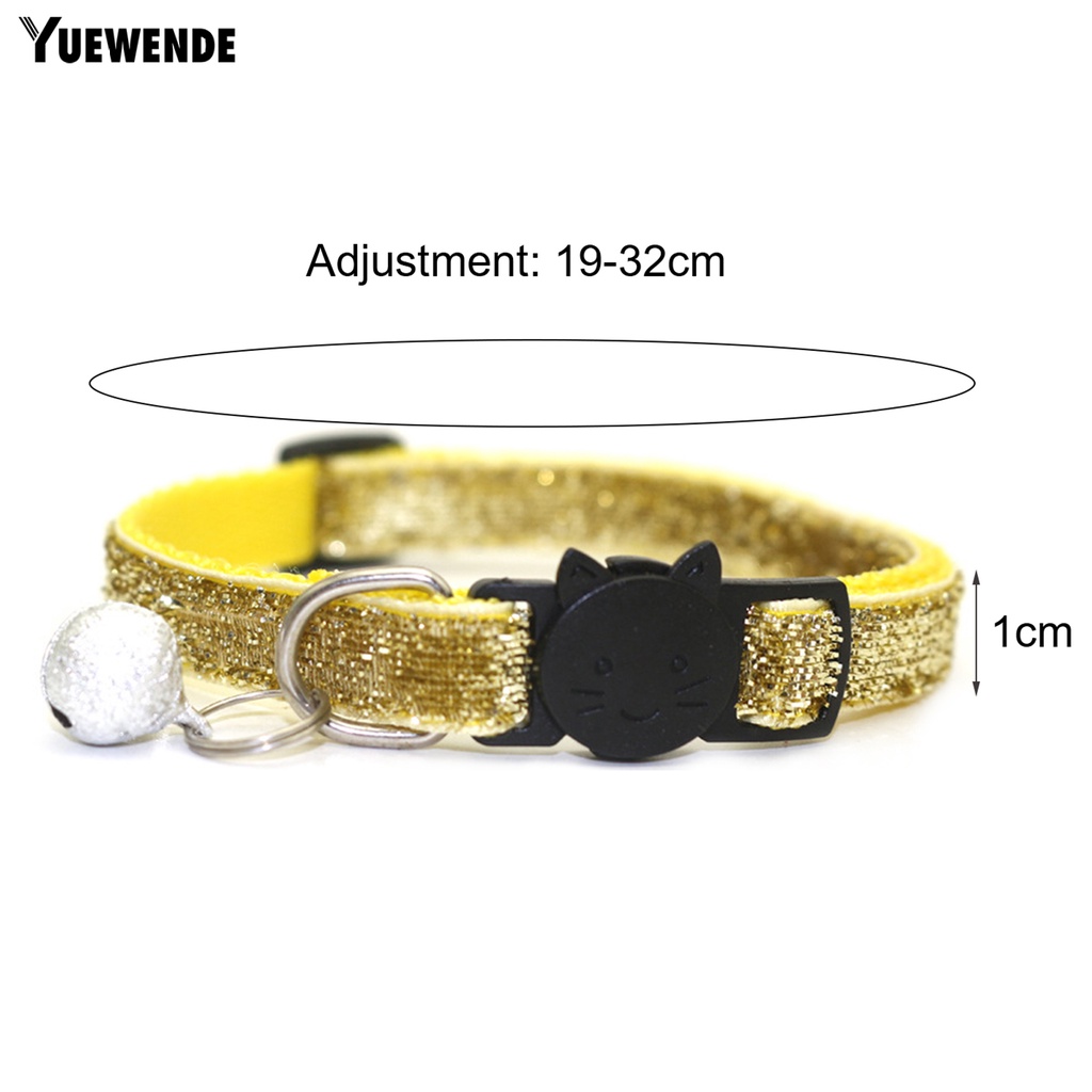 Yq.e Vòng Cổ Đính Kim Sa Lấp Lánh Thoáng Khí Không Phai Màu Có Chuông Cho Thú Cưng