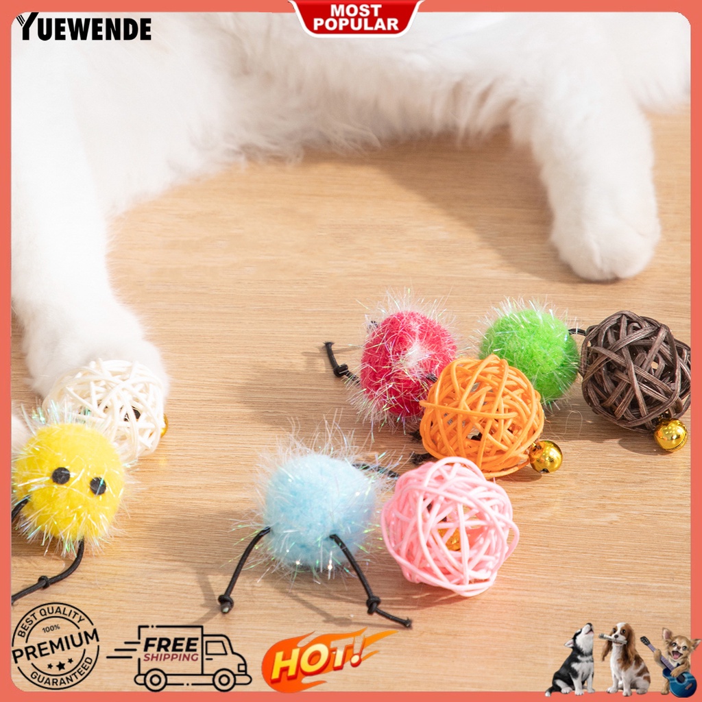 Bộ 2 Bóng Lông Tập Tương Tác Với Mèo Họa Tiết Hoạt Hình Nhiều Màu Sắc Chống Cắn