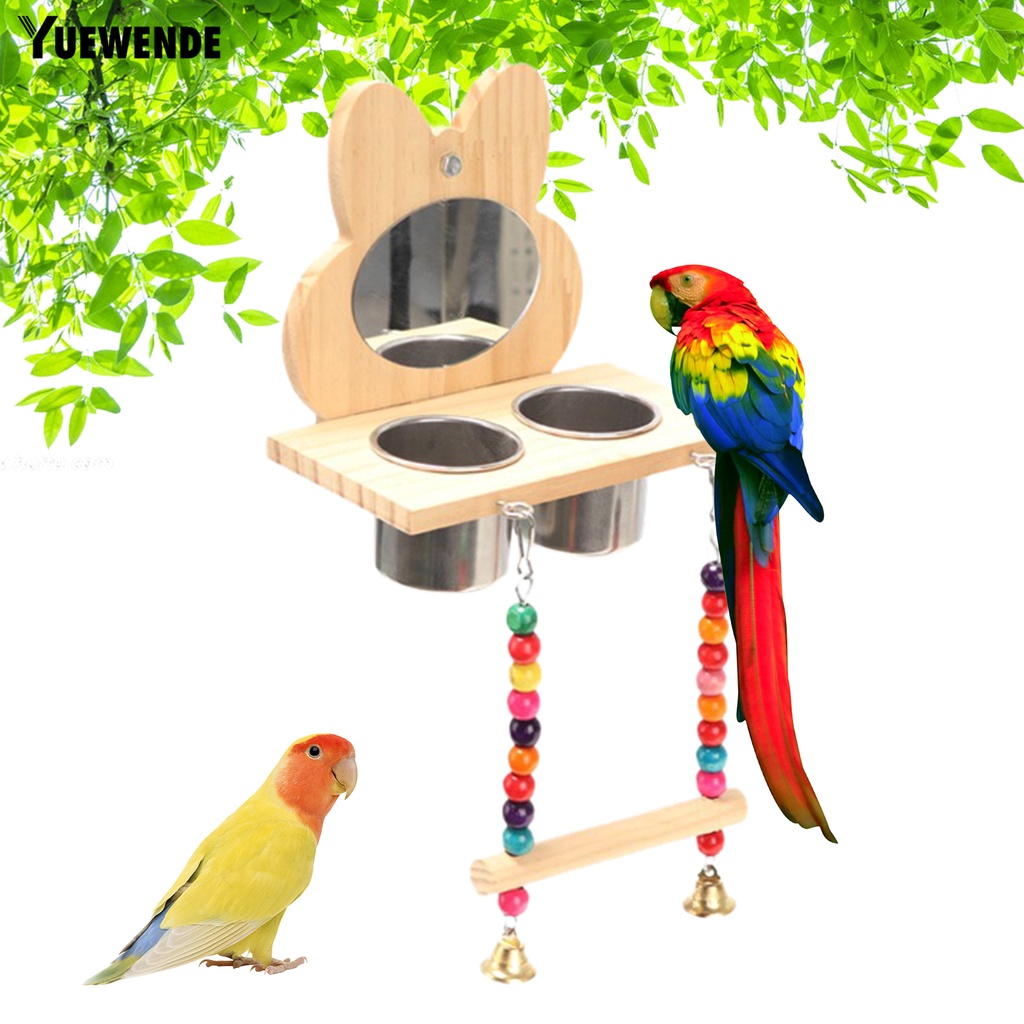 Yq.e Bộ Hộp Đựng Thức Ăn Cho Chim Bằng Thép Không Gỉ Tự Nhiên Tháo Rời Được Gắn Chuông Nhiều Màu Sắc