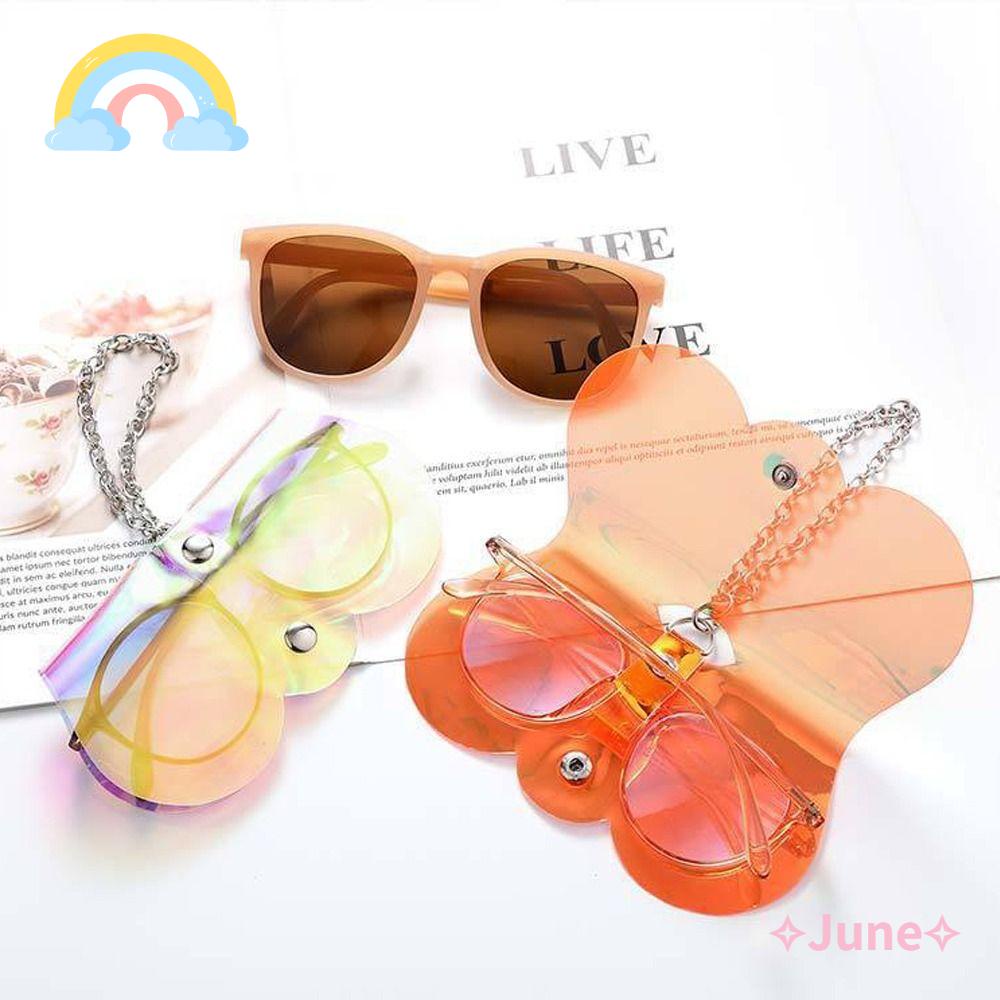 JUNE Túi Đựng Mắt Kính Bằng Nhựa Trong Suốt Có Dây Đeo Sợi Xích Tiện Dụng Mang Theo Du Lịch